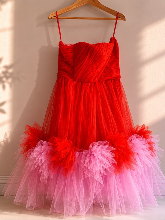 BCBG Dresses & Skirts - BCBG Red Tulle Statement Dress / Editorial Party Dress